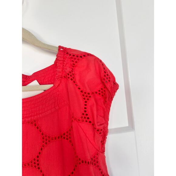 Mini Boden Girls Eyelet Circle Tunic Dress Cap Sleeve Coral Berry Red Size 7-8Y - Picture 4 of 11
